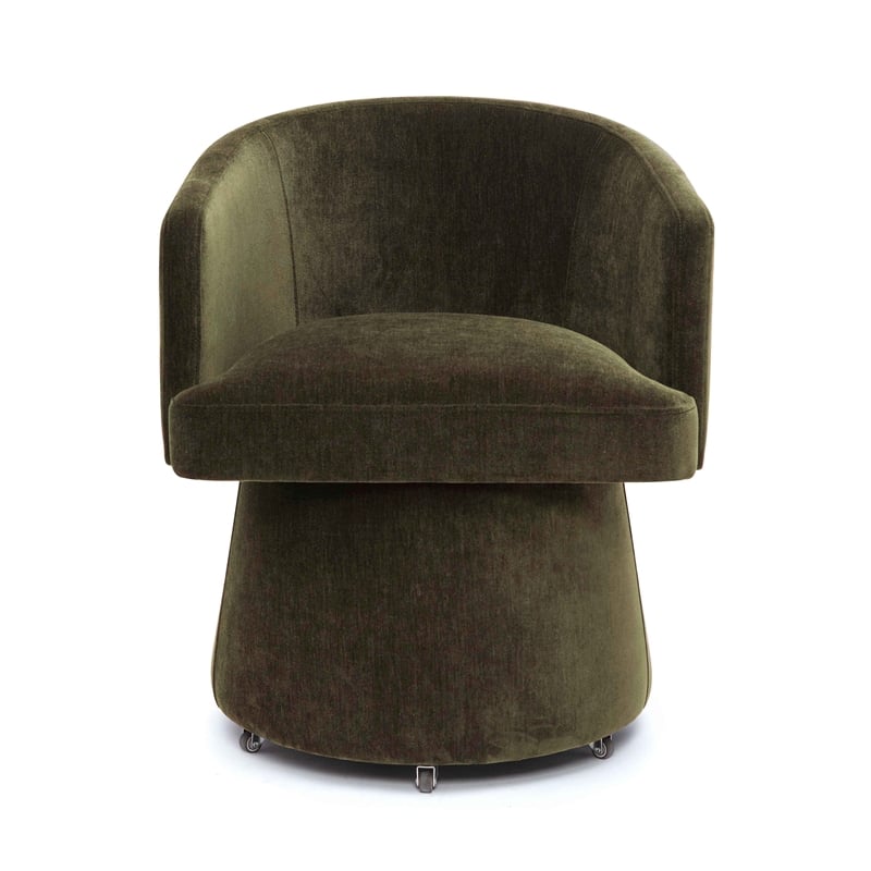 Kristen Moss Olive Green Upcycled Chenille Rolling Desk Chair