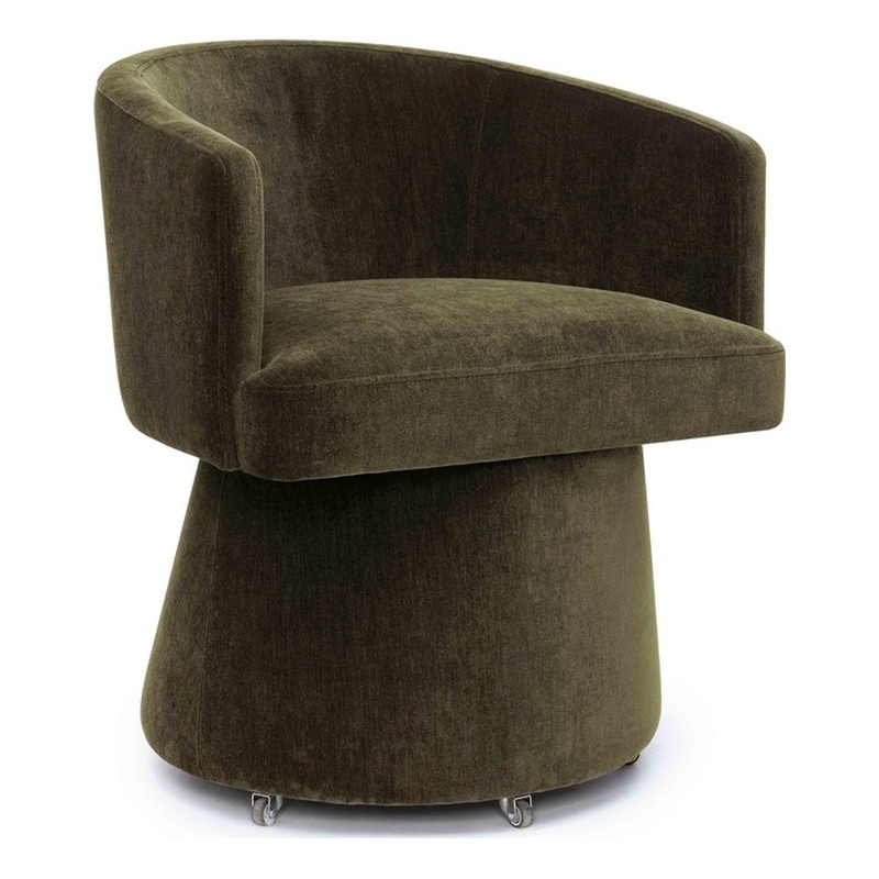 Kristen Moss Olive Green Upcycled Chenille Rolling Desk Chair