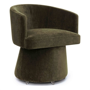 Kristen Moss Olive Green Upcycled Chenille Rolling Desk Chair
