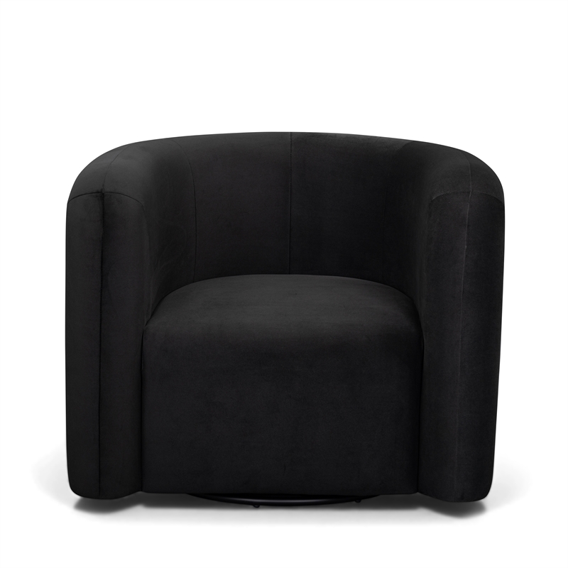 Curves Black Velvet Swivel Accent Chair