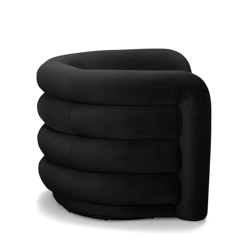 Curves Black Velvet Swivel Accent Chair