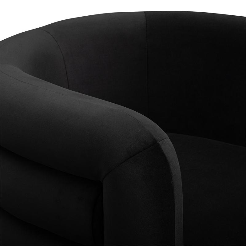 Curves Black Velvet Swivel Accent Chair