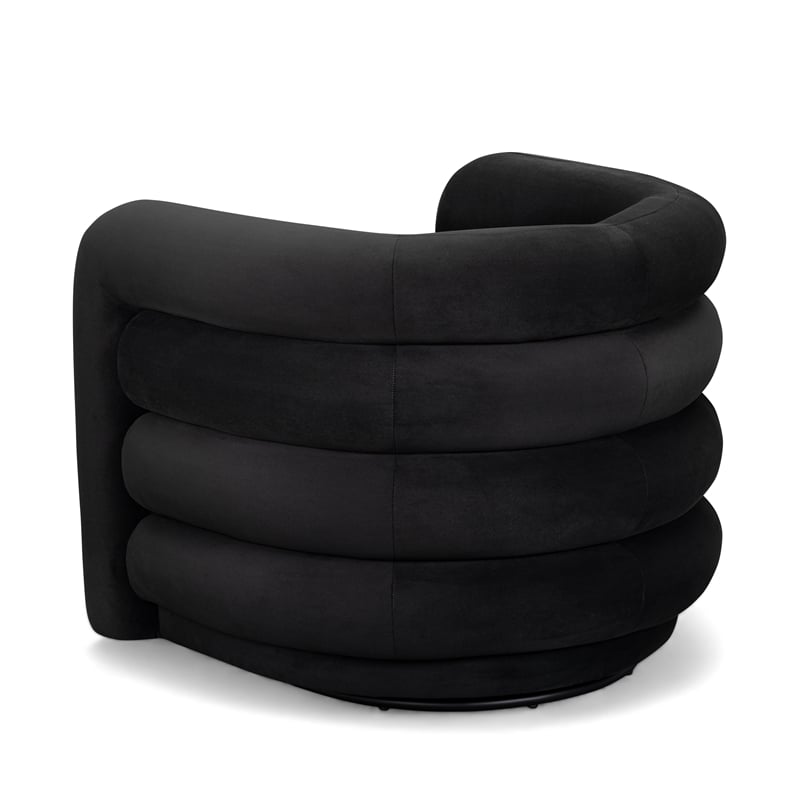 Curves Black Velvet Swivel Accent Chair
