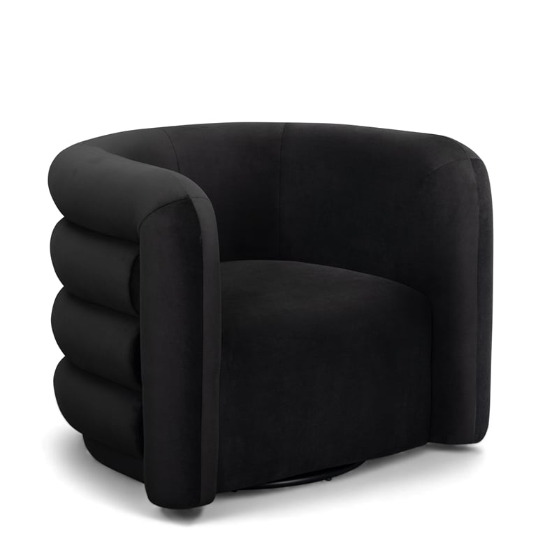 Curves Black Velvet Swivel Accent Chair