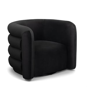 Curves Black Velvet Swivel Accent Chair