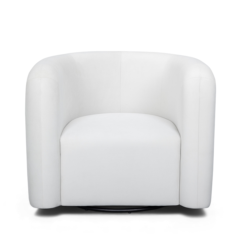 Curves Cream Velvet Swivel Accent Chair