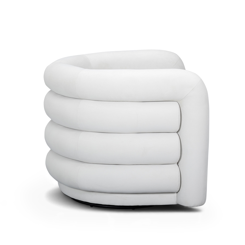 Curves Cream Velvet Swivel Accent Chair
