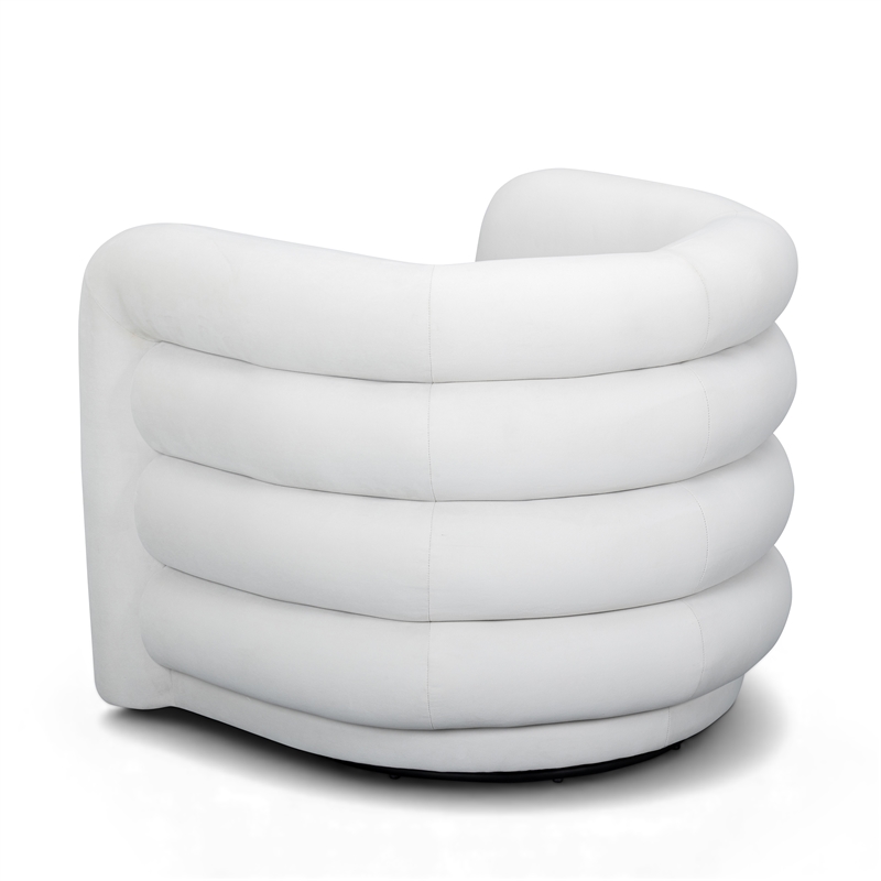 Curves Cream Velvet Swivel Accent Chair