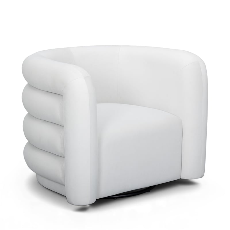 Curves Cream Velvet Swivel Accent Chair