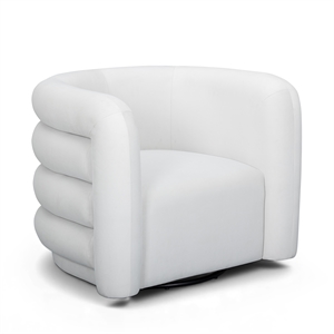 Curves Cream Velvet Swivel Accent Chair