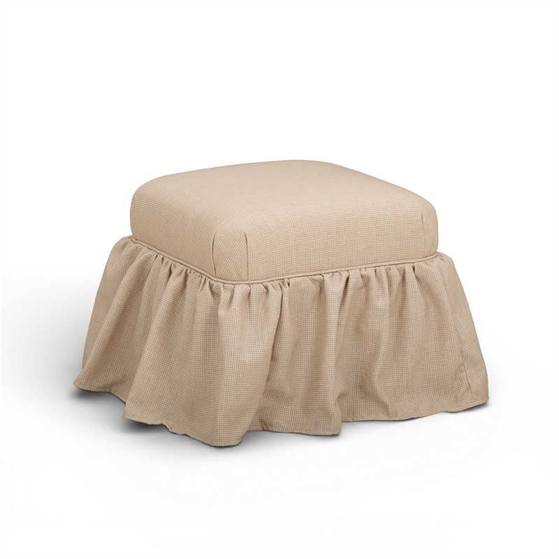 Gertrude Checkered Yellow Linen Ottoman