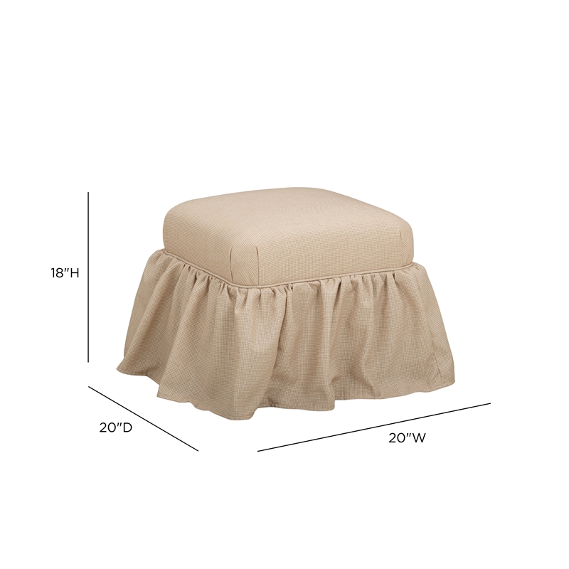 Gertrude Checkered Yellow Linen Ottoman
