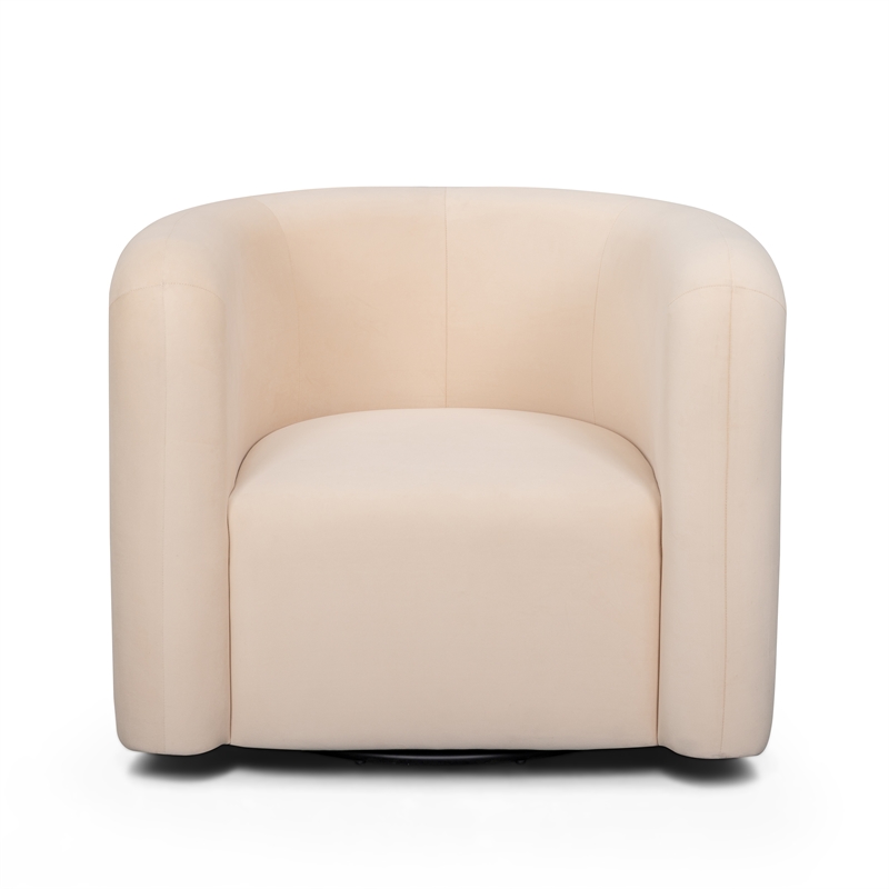 Curves Peach Velvet Swivel Accent Chair