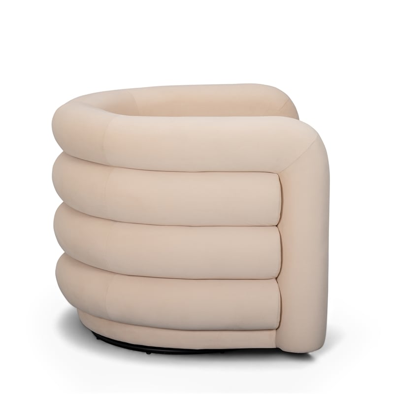 Curves Peach Velvet Swivel Accent Chair