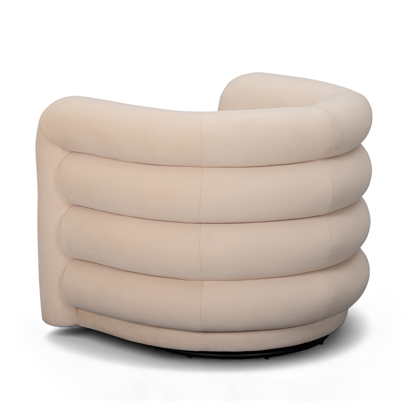 Curves Peach Velvet Swivel Accent Chair
