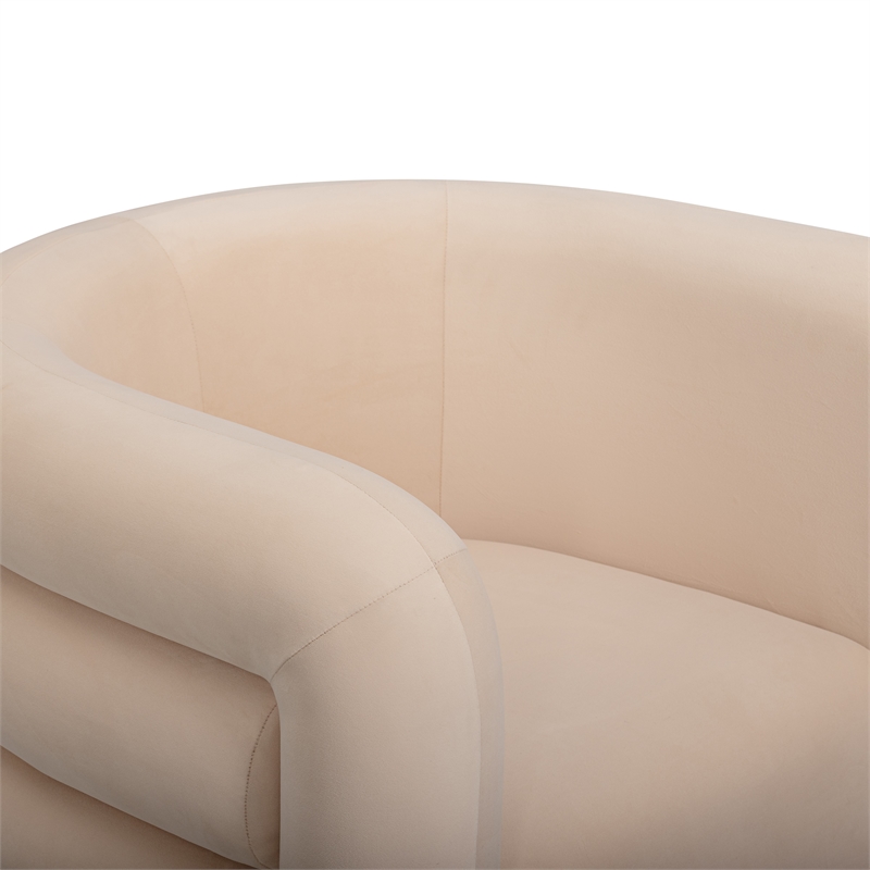 Curves Peach Velvet Swivel Accent Chair