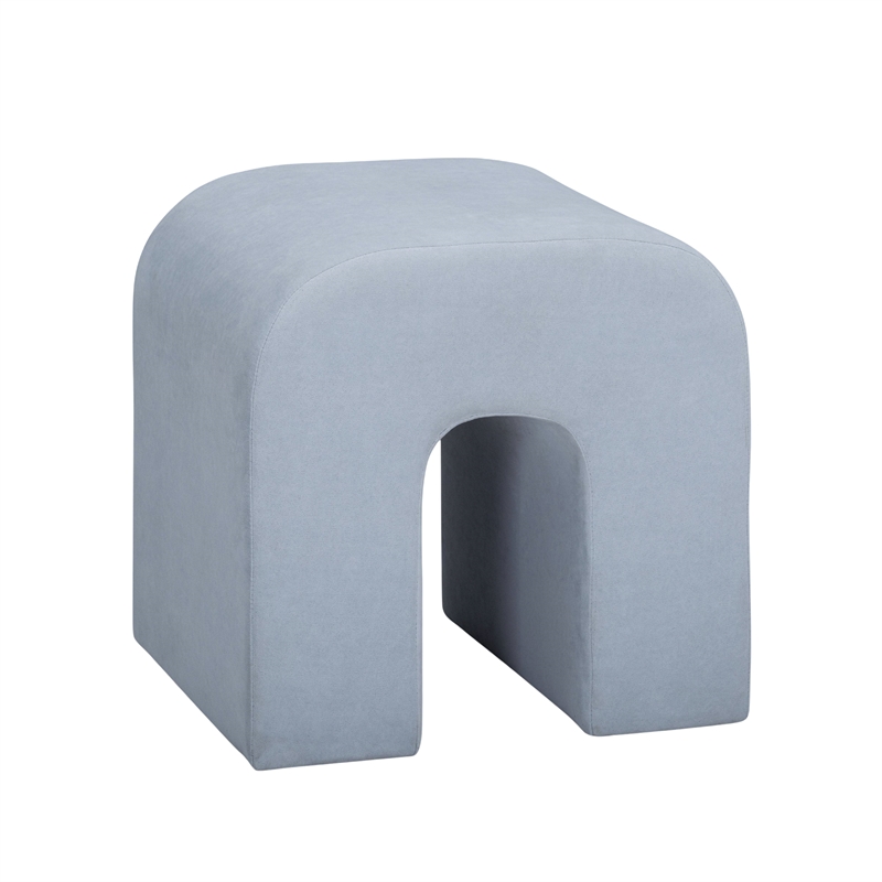 Desi Light Blue Velvet Ottoman