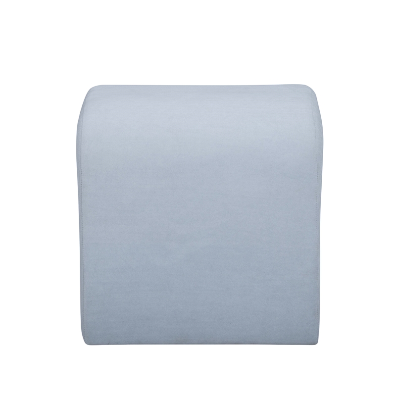 Desi Light Blue Velvet Ottoman