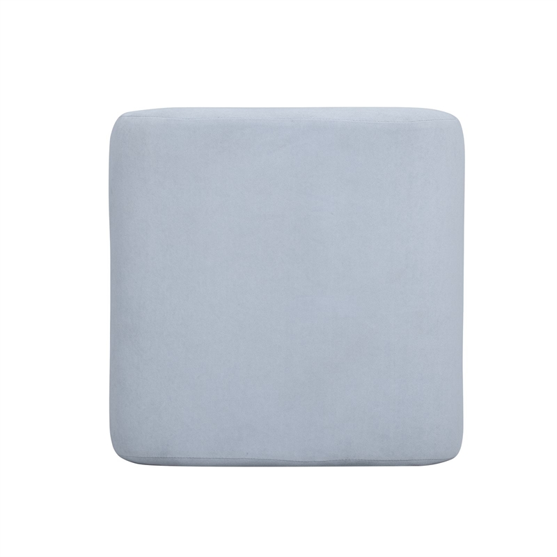 Desi Light Blue Velvet Ottoman