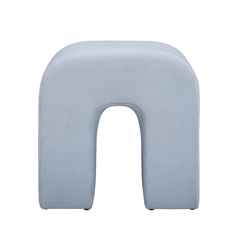 Desi Light Blue Velvet Ottoman