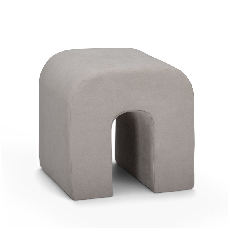 Desi Taupe Velvet Ottoman