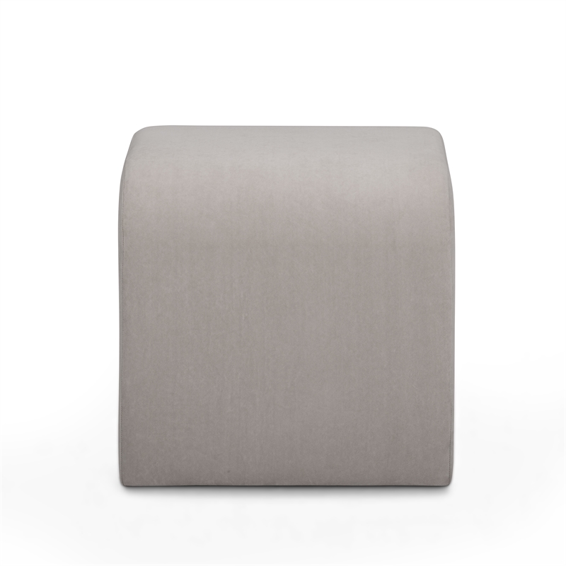 Desi Taupe Velvet Ottoman