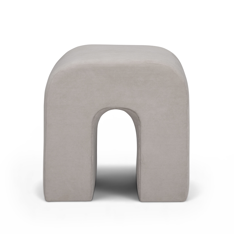 Desi Taupe Velvet Ottoman