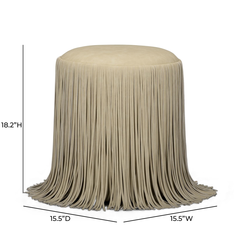 Shag Me Distressed Tan Performance Vegan Leather Ottoman