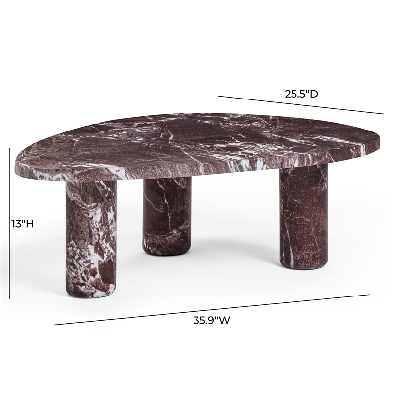 Libby 2-Piece Faux Red Levanto Marble Nesting Coffee Table Set