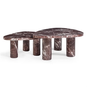 Libby 2-Piece Faux Red Levanto Marble Nesting Coffee Table Set