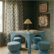 Tomlin Teal Game Table and Ottoman Set