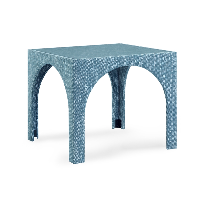 Tomlin Teal Game Table and Ottoman Set