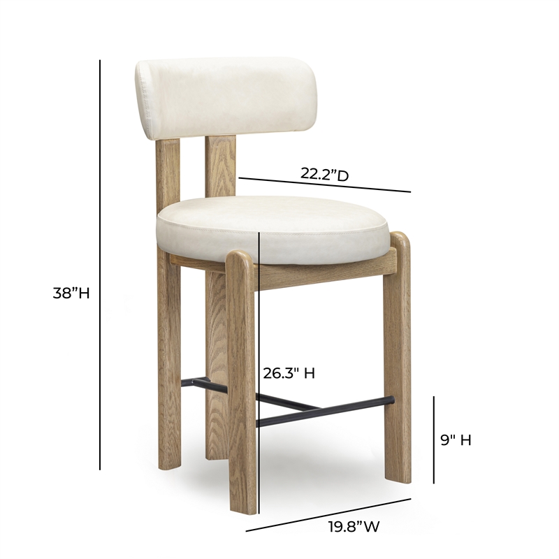 Odessa Cream Performance Vegan Leather Counter Stool