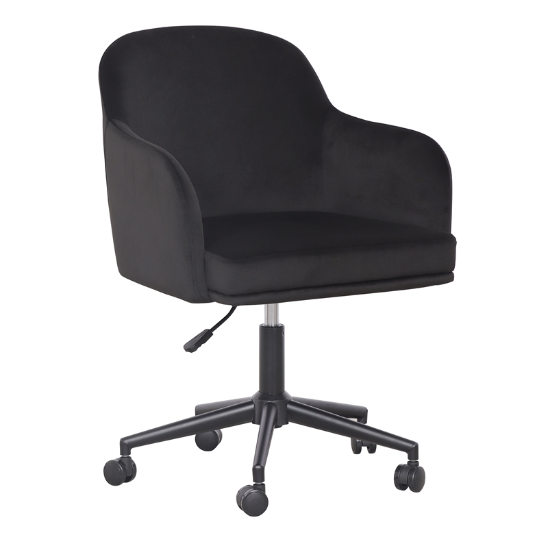TOV Furniture Sydney Black Performance Velvet Office Desk Chair