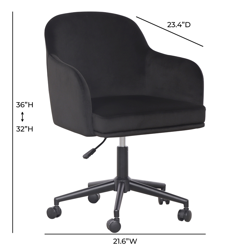 TOV Furniture Sydney Black Performance Velvet Office Desk Chair