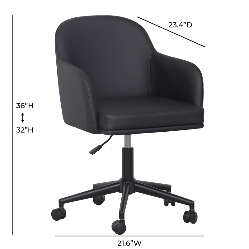 TOV Furniture Sydney Black Performance Vegan Leather Office Desk Chair