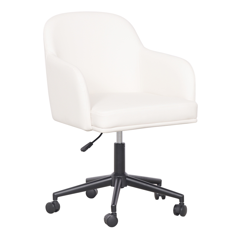 TOV Furniture Sydney Cream Performance Vegan Leather Office Desk Chair