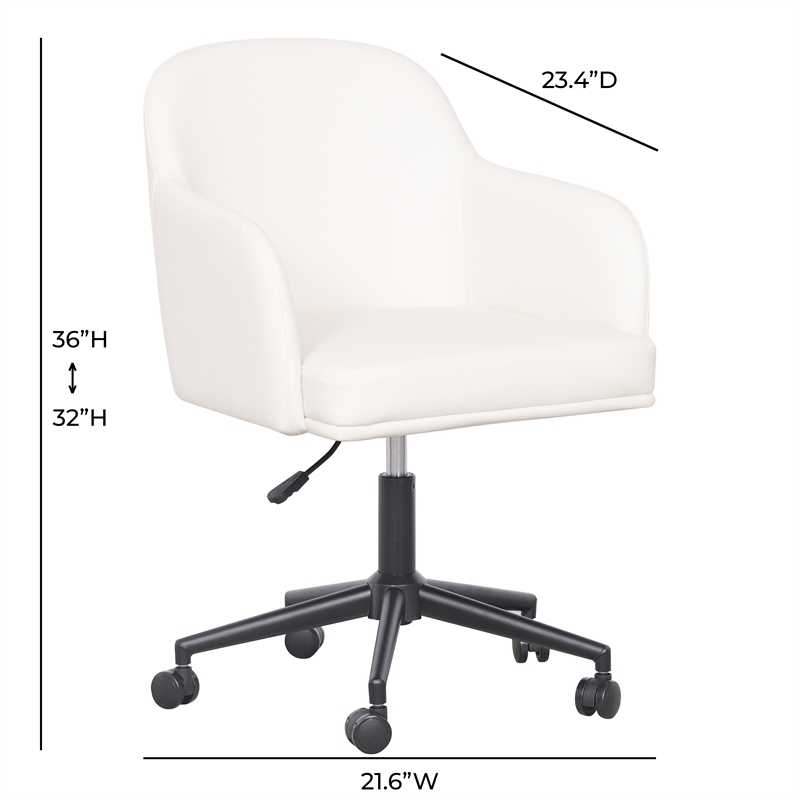 TOV Furniture Sydney Cream Performance Vegan Leather Office Desk Chair