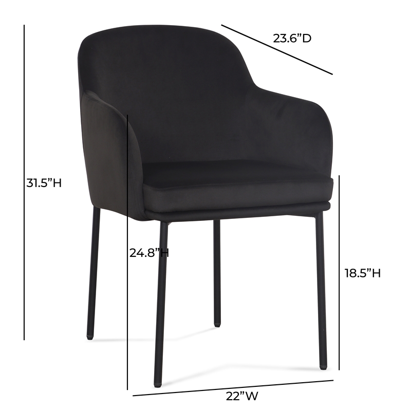 Sydney Black Performance Velvet Armchair Set of 2