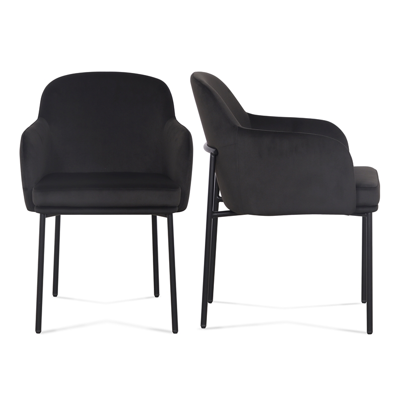 Sydney Black Performance Velvet Armchair Set of 2