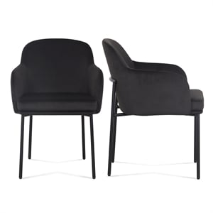 Sydney Black Performance Velvet Armchair Set of 2