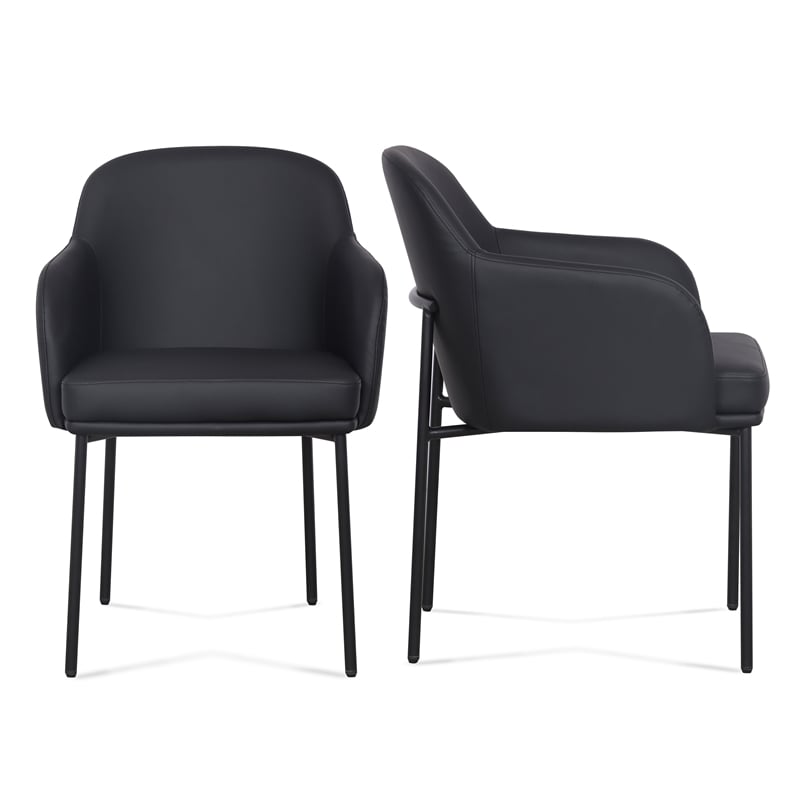 Sydney Black Performance Vegan Leather Armchair Set of 2