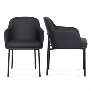 Sydney Black Performance Vegan Leather Armchair Set of 2