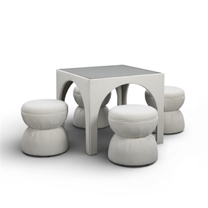 Tomlin Cream Performance Chenille Game Table and Ottoman Set