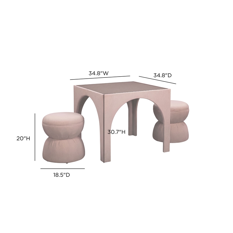 Tomlin Light Pink Performance Chenille Game Table and Ottoman Set