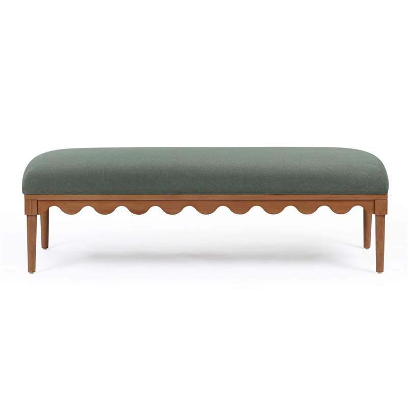 Oodle Green Vegan Mohair Bench in Walnut