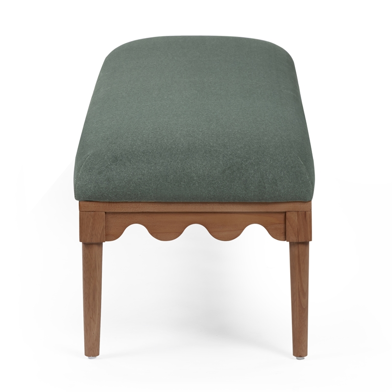 Oodle Green Vegan Mohair Bench in Walnut