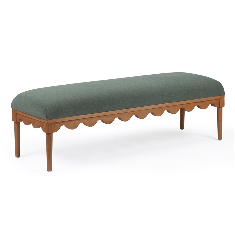 Oodle Green Vegan Mohair Bench in Walnut
