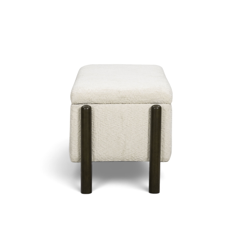 Abby Cream Knubby Fabric Storage Bench