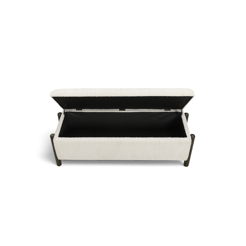 Abby Cream Knubby Fabric Storage Bench